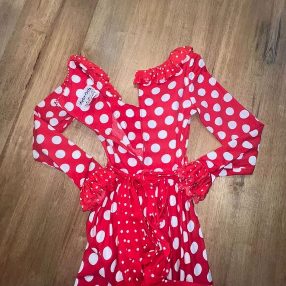 Vintage Victor costa small hostess party dress red 70s Valentines saks 5th - Picture 11 of 16